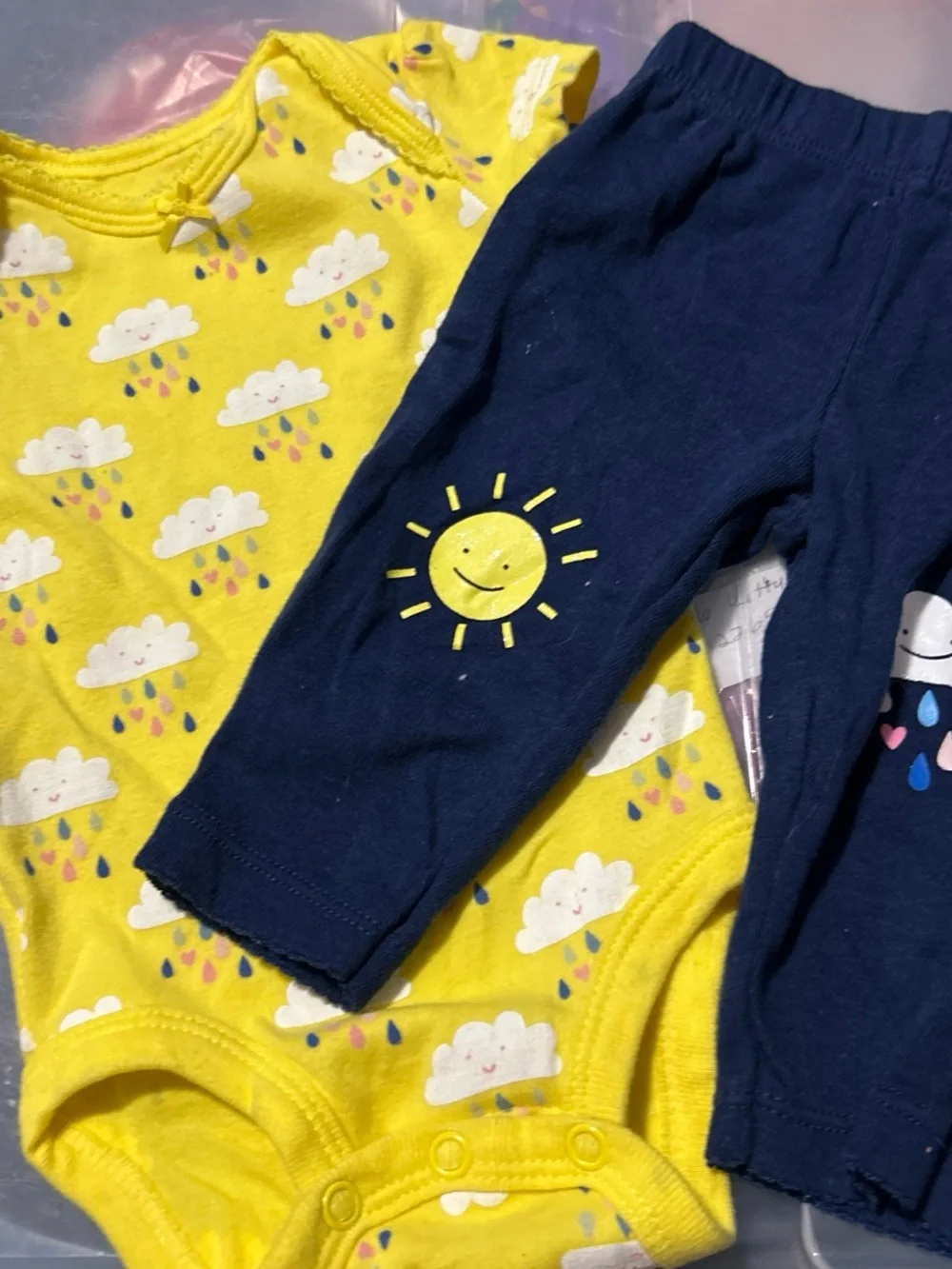 Carter's Yellow & Navy Baby Matching Set - Sun & Cloud Print